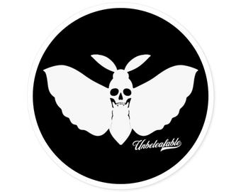 Totenkopf-Aufkleber mit Totenkopfmotiv, runder Aufkleber | Schwarz-weißes Vinyl