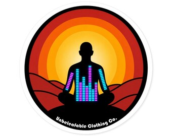 Runder Aufkleber mit Meditations-Sonnenuntergangs-Schallwellen | Für drinnen und draußen