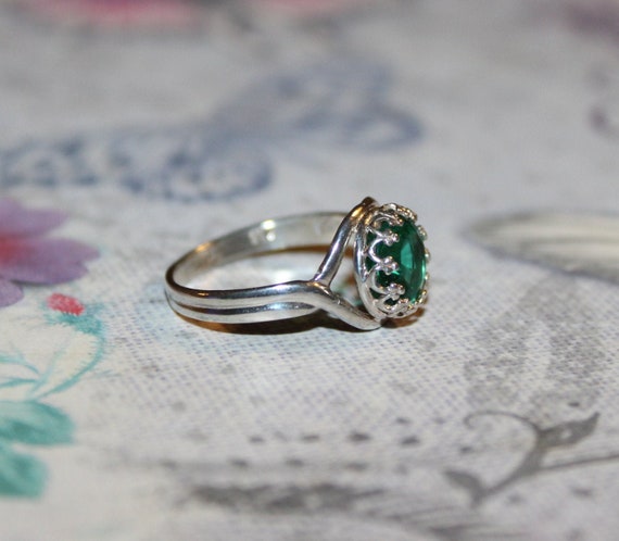 Emerald Ring Sterling Silver Crown Setting 8MM Gemstone | Etsy