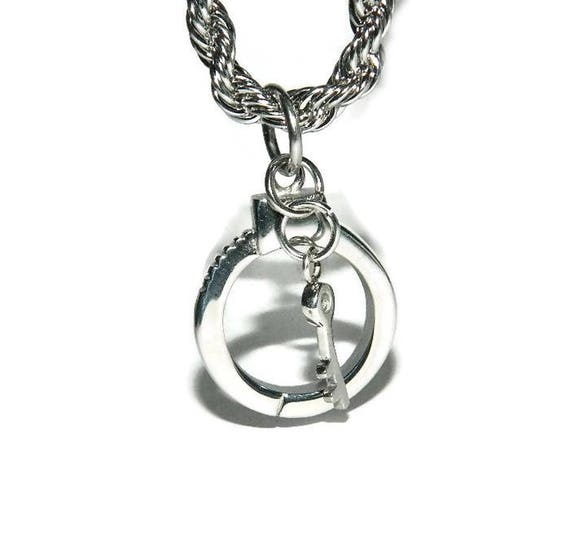 Handcuff Necklace Necklace For Police Officer Stainless Etsy