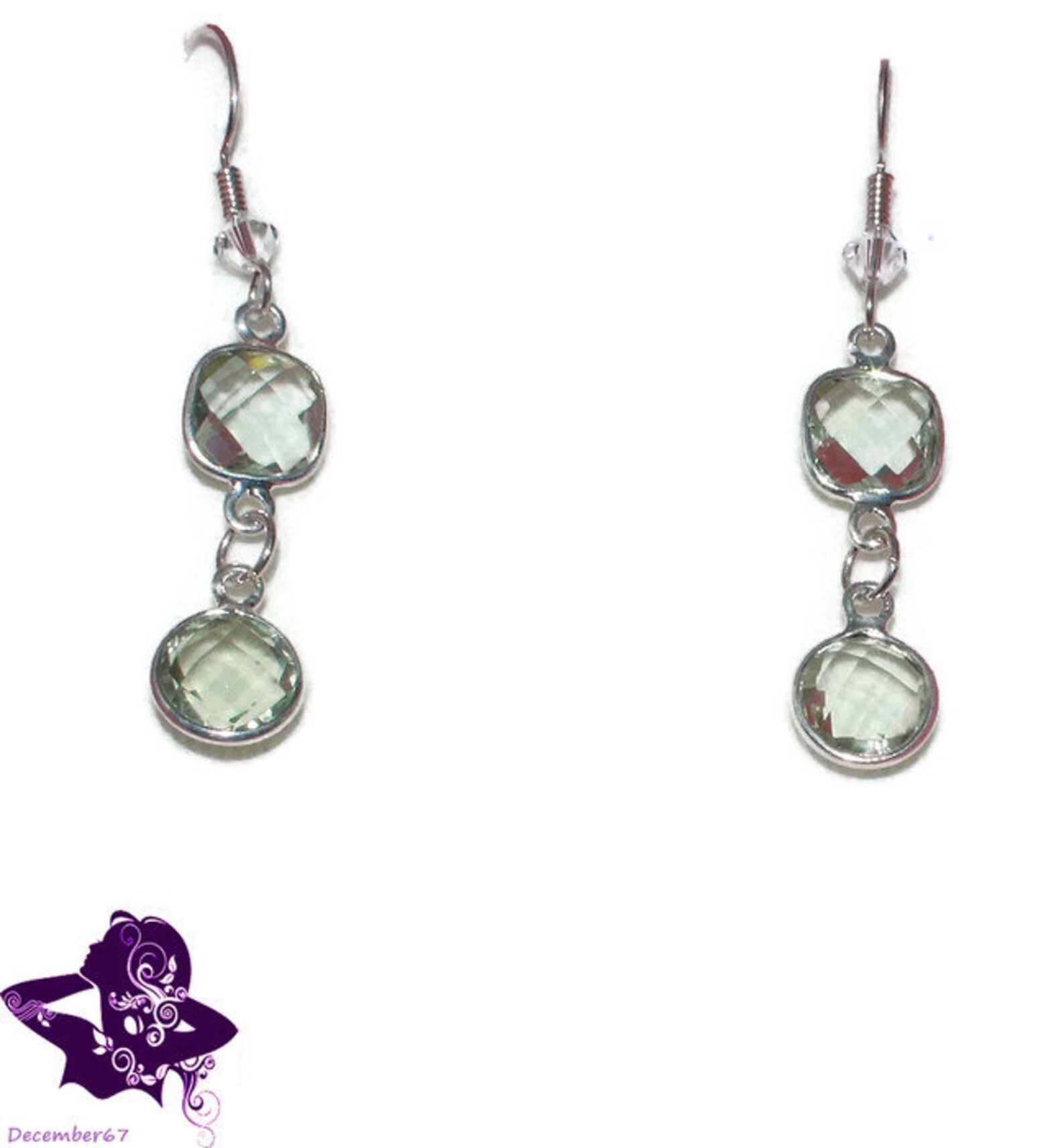 Green Quartz Earrings Sterling Silver Earrings. Prasiolite Etsy