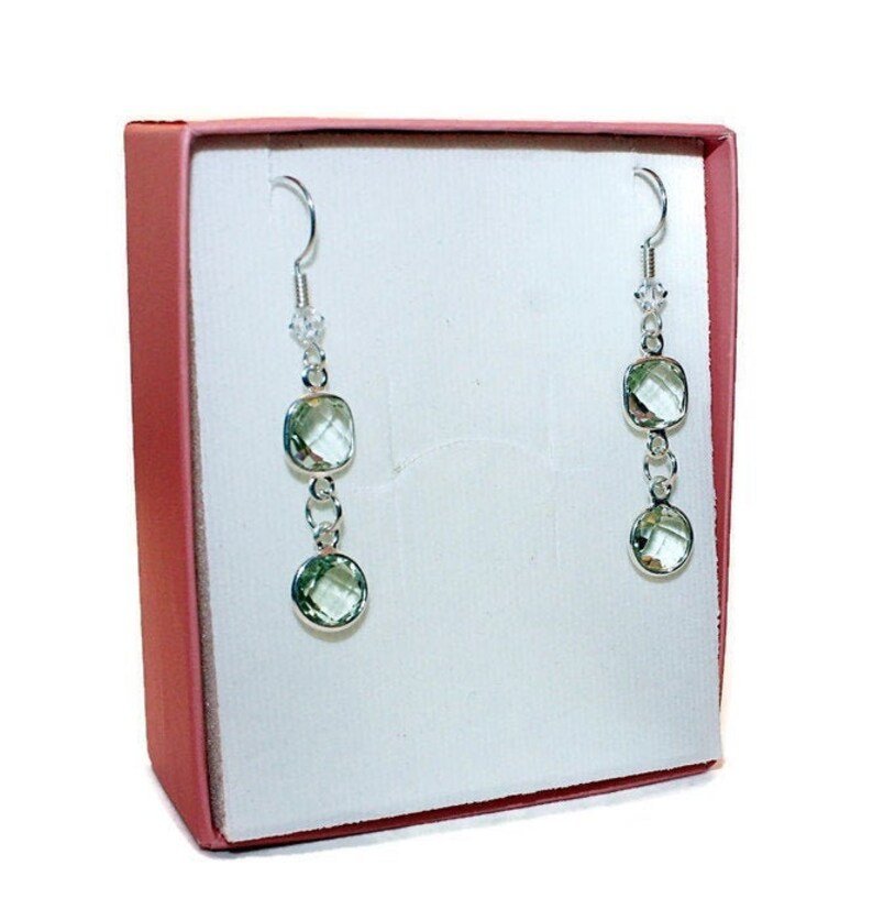 Green Quartz Earrings Sterling Silver Earrings. Prasiolite Etsy