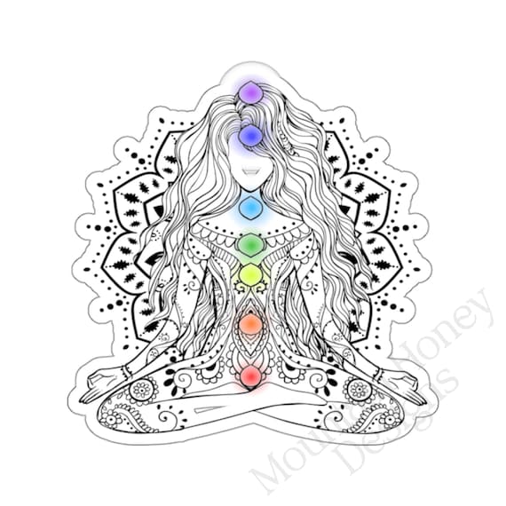 Chakra Girl Sticker | Chakra Sticker, Love and Light, Mandala Sticker, Meditation Sticker, Yoga sticker, Crystals sticker, Rainbow Sticker