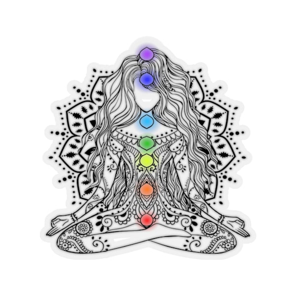 Chakra Girl Sticker | Chakra Sticker, Love and Light, Mandala Sticker, Meditation Sticker, Yoga sticker, Crystals sticker, Rainbow Sticker