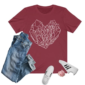 crystal heart cluster white Unisex Jersey Short Sleeve Tee