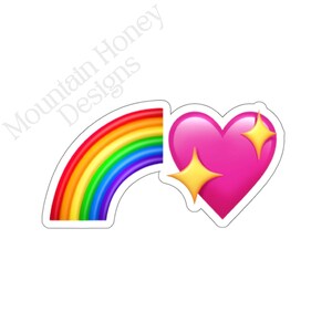 Rainbow Sparkle Heart Emoji Sticker, Rainbow Sticker, Sparkle Heart Sticker, Emoji Sticker, Gifts Under 5, Rainbow Heart Sticker, Cute Heart