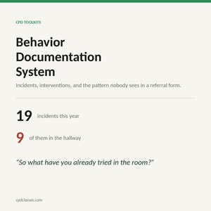 Behavior Documentation Log for Teachers | Google Sheets Incident & Intervention Tracker | Referral and IEP Meeting Evidence