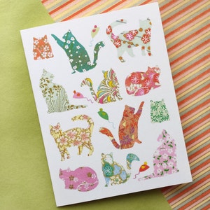 Floral Cats - Greeting card - Cat Card - Cute cats