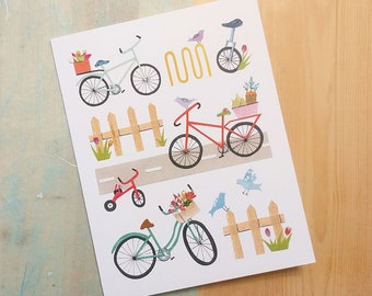 Cyclisme de printemps - Carte de voeux - Carte vélo - Carte vélo