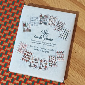 12 paquete tarjetas de Navidad y sobres, 12 tarjetas únicas