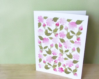 Wild Roses- Greeting card - Rose card - Floral pattern card