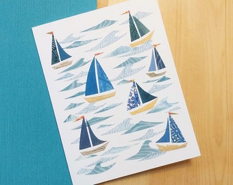 Blue Sails - Carte de voeux - Carte de voile