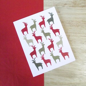 Renne - Biglietto d'auguri - Biglietto di Natale alle renne rosse e verdi