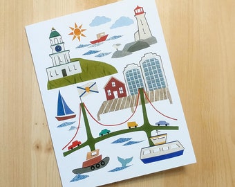 Halifax, Nova Scotia - Greeting card - Halifax Dartmouth card