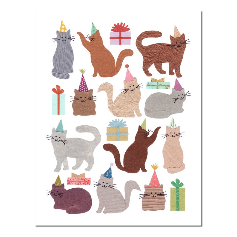 Party Cats Greeting card Cat birthday card Cute cats image 2