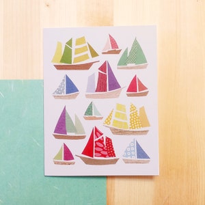 Colourful Sails - Greeting card  - Nautical card - Sailing card
