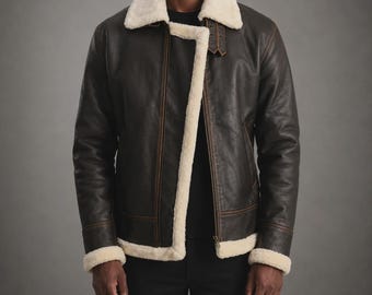 Hudson B-3 Brown & Cream Leather Bomber Jacket