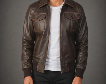 Hayes Brown Leather Bomber Jacket