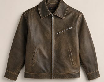 Vintage Ember Women’s Distressed Brown Leather Jacket