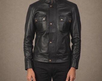 Men's Nightfall Black Leather Biker Jacket