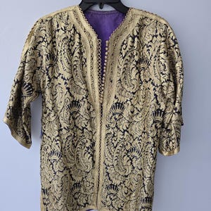 Vintage turkisk lila broderad tunika – Boho-stilkläder
