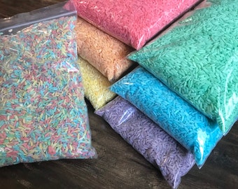 Colored Rice — sensory bin filler — creative play