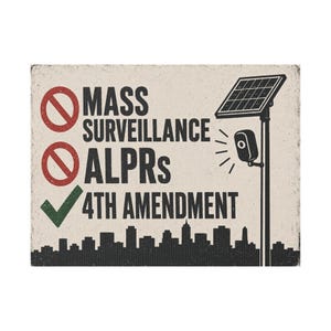 Vintage stadsbord voor in de tuin, 24x18 cm met paal: Geen massasurveillance, bord ter ondersteuning van het 4e amendement, anti-ALPR kentekenplaatlezer afbeelding 1