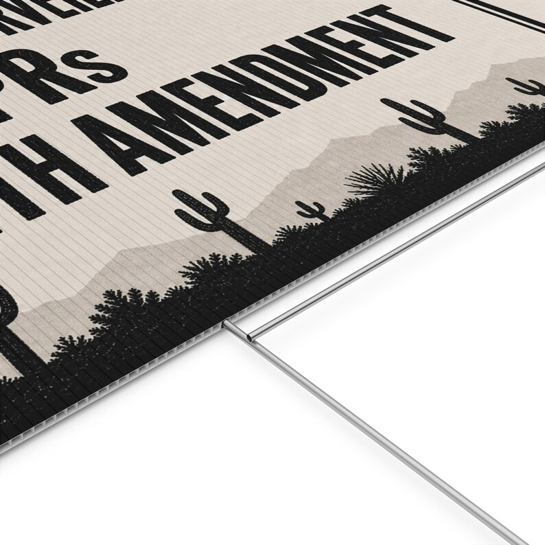 Vintage Saguaro-Sichtschutzschild für den Garten, 24 x 18 Zoll mit Erdspieß: Keine Massenüberwachung, Schild zum 4. Verfassungszusatz, Anti-ALPR-Kennzeichenlesegerät Bild 4