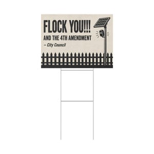 Panneau de protestation vintage avec clôture en piquet, 61 x 46 cm avec piquet : « FLOCK YOU » et le 4e amendement. Caméra anti-effraction, LAPI, anti-surveillance. image 3
