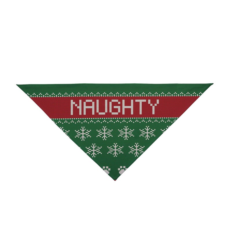 Naughty Ugly Sweater Dog Bandana, Funny Christmas Pet Bandana, Tie On Dog Scarf image 2