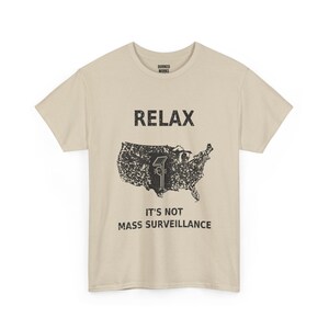 Entspann dich, es ist keine Massenüberwachung – T-Shirt mit witzigem, sarkastischem Protestmotiv: Vintage-USA-Karte, Anti-Flockkamera, ALPR-Datenschutz-Shirt Bild 4