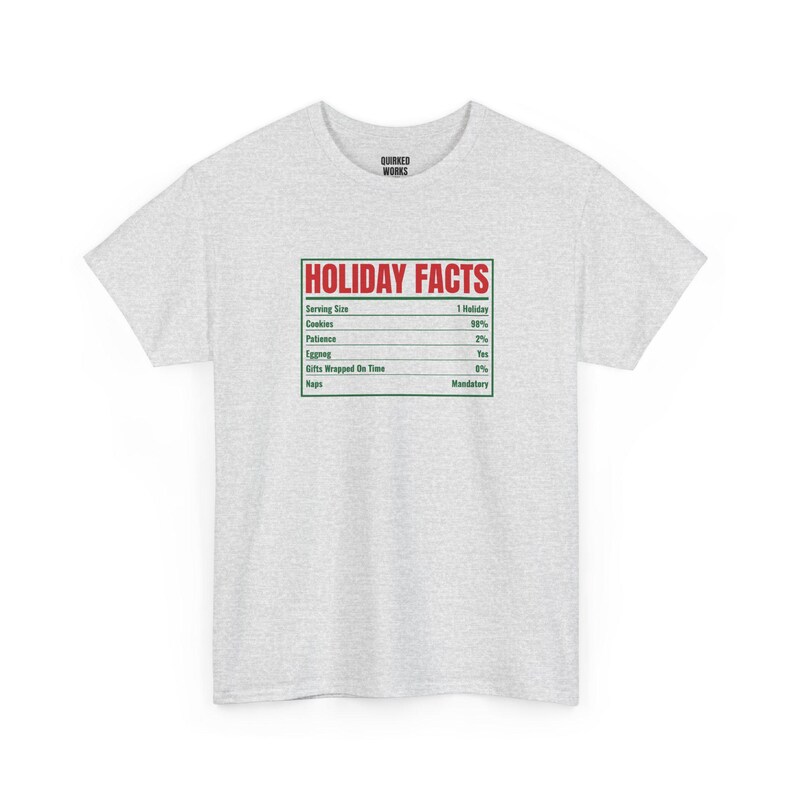 Maglietta con etichetta nutrizionale e informazioni sulle vacanze, maglietta natalizia divertente, regalo di Natale per lei o per lui, abbigliamento per feste di Natale, abbigliamento natalizio coordinato per tutta la famiglia immagine 4