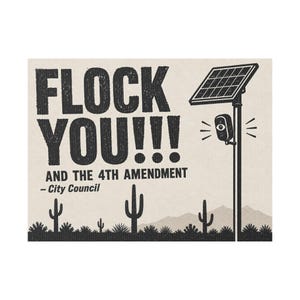 Cartel de protesta vintage de Saguaro para jardín, 24x18 con estaca: FLOCK YOU y la 4ª Enmienda. Cámara anti-Flock, ALPR, anti-vigilancia. imagen 1