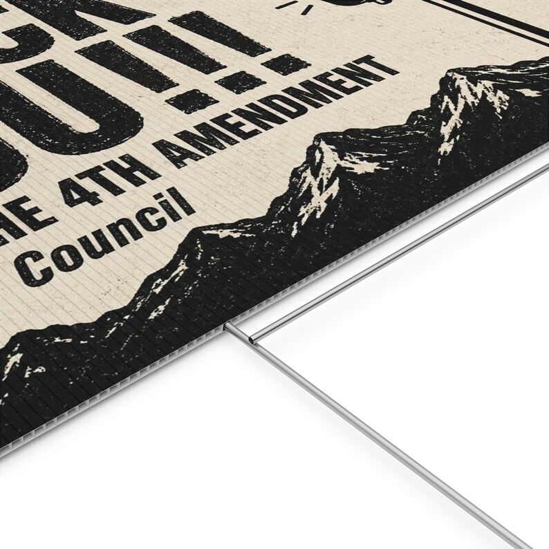 Vintage Mountain Range Protest Yard Sign, 24x18 with Stake: FLOCK YOU and the 4th Amendment. Anti Flock Camera, ALPR, Anti Surveillance image 4