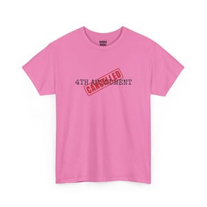 T-shirt met de tekst "4th Amendment Cancelled", protestshirt met rode stempel: Vierde Amendement, anti-surveillance, Grondwet, Burgerlijke Vrijheden afbeelding 7