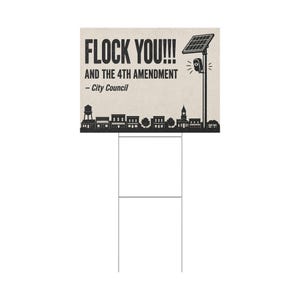Vintage Small Town Protest Yard Sign, 24x18 with Stake: FLOCK YOU and the 4th Amendment. Anti Flock Camera, ALPR, Anti Surveillance image 3