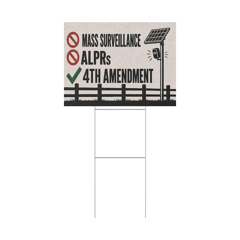 No Mass Surveillance Yard Sign 24x18 | Anti ALPR Camera Vintage Ranch Print | 4th Amendment Lawn Sign w Stake image 3