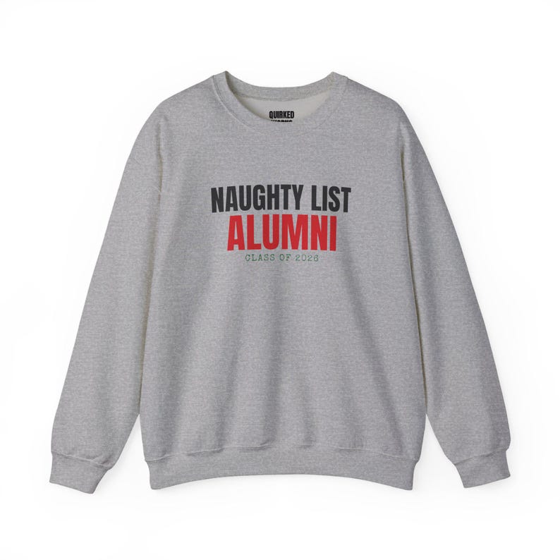 Bluza z kapturem dla absolwentów Naughty List, świąteczny okrągły dekolt, prezent świąteczny dla niej lub dla niego, strój na imprezę świąteczną, rodzinne dopasowanie świąteczne zdjęcie 7