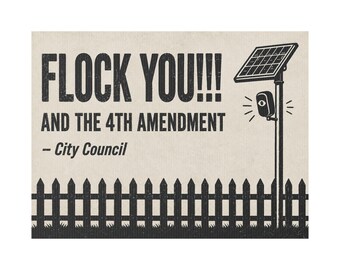 Vintage Picket Fence Protest Yard Sign, 24x18 with Stake: FLOCK YOU and the 4th Amendment. Anti Flock Camera, ALPR, Anti Surveillance