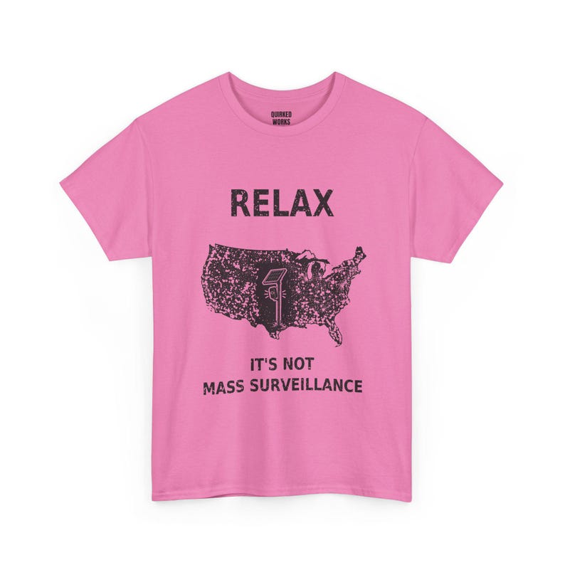 Entspann dich, es ist keine Massenüberwachung – T-Shirt mit witzigem, sarkastischem Protestmotiv: Vintage-USA-Karte, Anti-Flockkamera, ALPR-Datenschutz-Shirt Bild 6