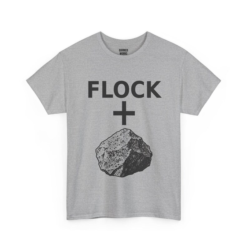 Flock + Rock Black and White Graphic Shirt, Funny Anti Surveillance Protest Tee: Anti Flock Camera, ALPR License Plate Reader, Privacy image 6