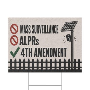 Vintage tuinbord met schuttingmotief, 24x18 cm met paal: Geen massasurveillance, bord ter ondersteuning van het 4e amendement, anti-ALPR kentekenplaatlezer afbeelding 2