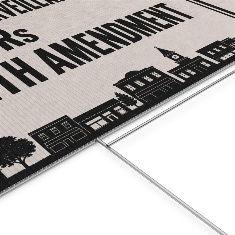 Cartel de jardín vintage para privacidad en un pueblo pequeño, 24x18 con estaca: No a la vigilancia masiva, cartel de la Cuarta Enmienda, anti-lector de matrículas ALPR imagen 4