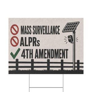 No Mass Surveillance Yard Sign 24x18 | Anti ALPR Camera Vintage Ranch Print | 4th Amendment Lawn Sign w Stake image 2