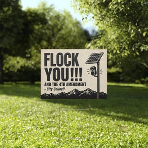 Vintage Mountain Range Protest Yard Sign, 24x18 with Stake: FLOCK YOU and the 4th Amendment. Anti Flock Camera, ALPR, Anti Surveillance image 5