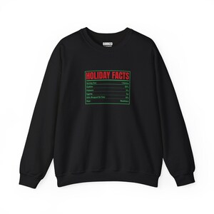 Sweatshirt met voedingswaarde-etiket en feestelijke print, kersttrui met ronde hals, kerstcadeau voor hem of haar, outfit voor een kerstfeest, bijpassende kerstoutfit voor het hele gezin afbeelding 3