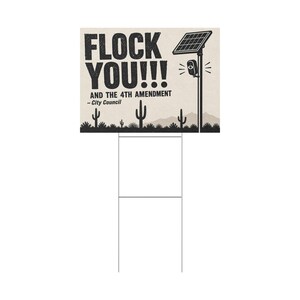 Cartel de protesta vintage de Saguaro para jardín, 24x18 con estaca: FLOCK YOU y la 4ª Enmienda. Cámara anti-Flock, ALPR, anti-vigilancia. imagen 3
