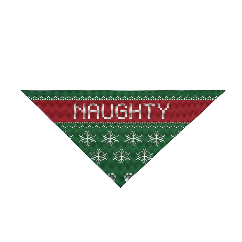 Naughty Ugly Sweater Dog Bandana, Funny Christmas Pet Bandana, Tie On Dog Scarf image 1