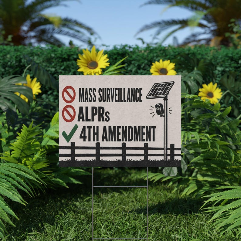 No Mass Surveillance Yard Sign 24x18 | Anti ALPR Camera Vintage Ranch Print | 4th Amendment Lawn Sign w Stake image 6