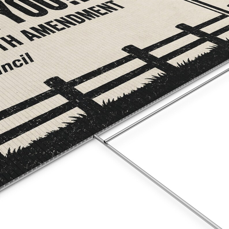 Panneau de protestation vintage pour clôture de ranch, 61 x 46 cm avec piquet : « FLOCK YOU » et le 4e amendement. Caméra anti-effraction, LAPI, anti-surveillance. image 4